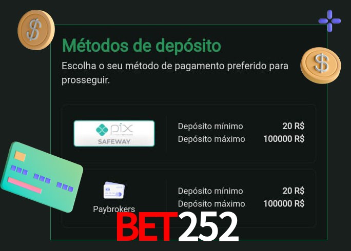 O cassino bet252 oferece uma grande variedade de métodos de pagamento